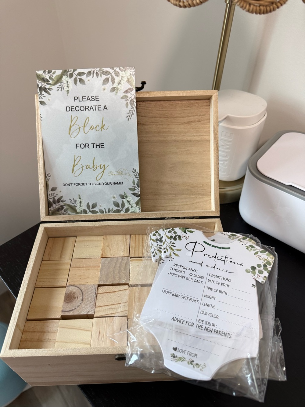 Baby Shower Wooden Block Guest Activity Set - Natural